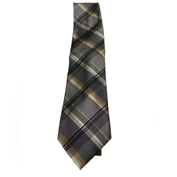 Calvin Klein mens wearhouse gray tan silver plaid X long length 31 inches - Picture 1 of 6